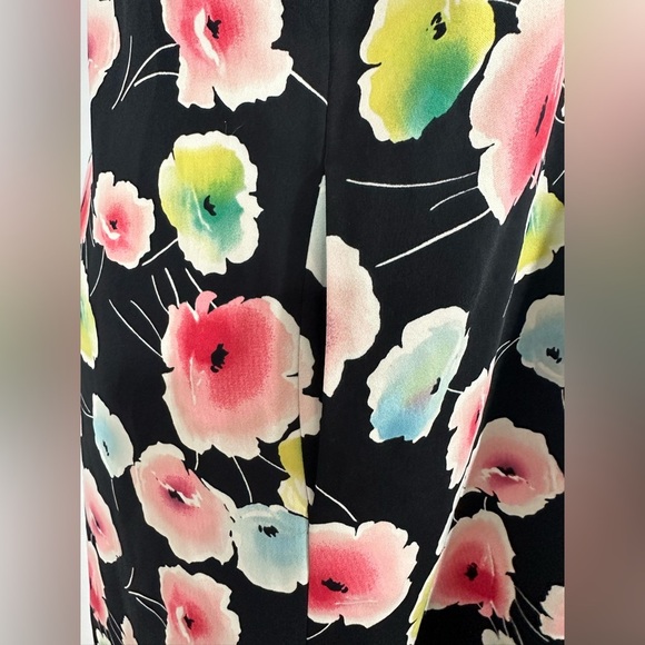 Lauren Ralph Lauren Sz 14 Mini Dress Tunic Black Floral V Neck Side Pockets - Picture 7 of 11